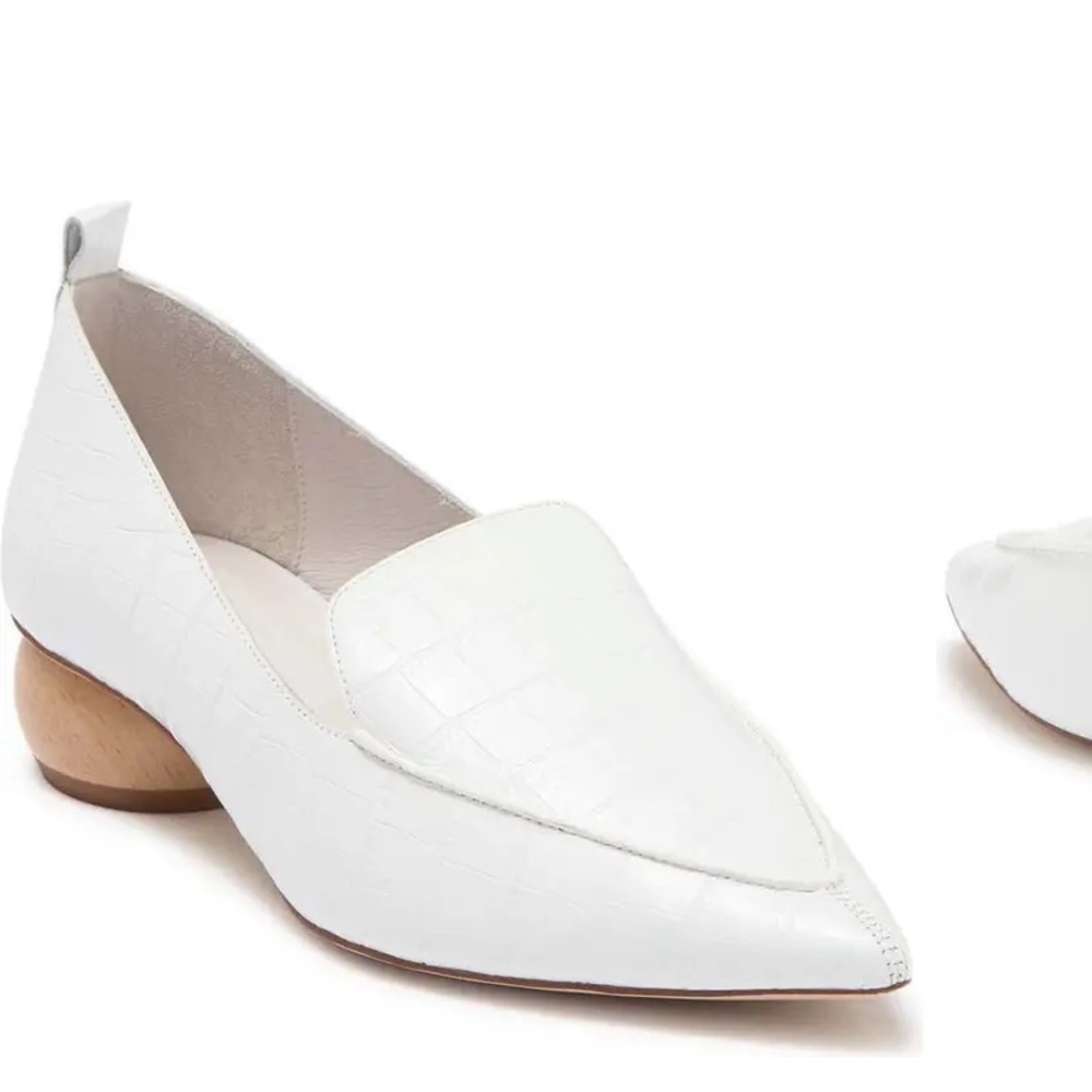 Jeffrey Campbell white “crocodile” loafers
